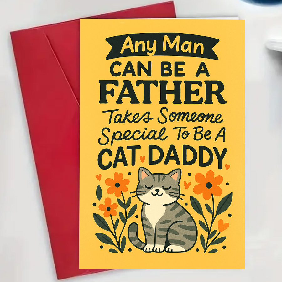 Pet Supplies Gift Card - 1 stuks Vaderdag-wenskaarten voor kattenliefhebbers, perfect