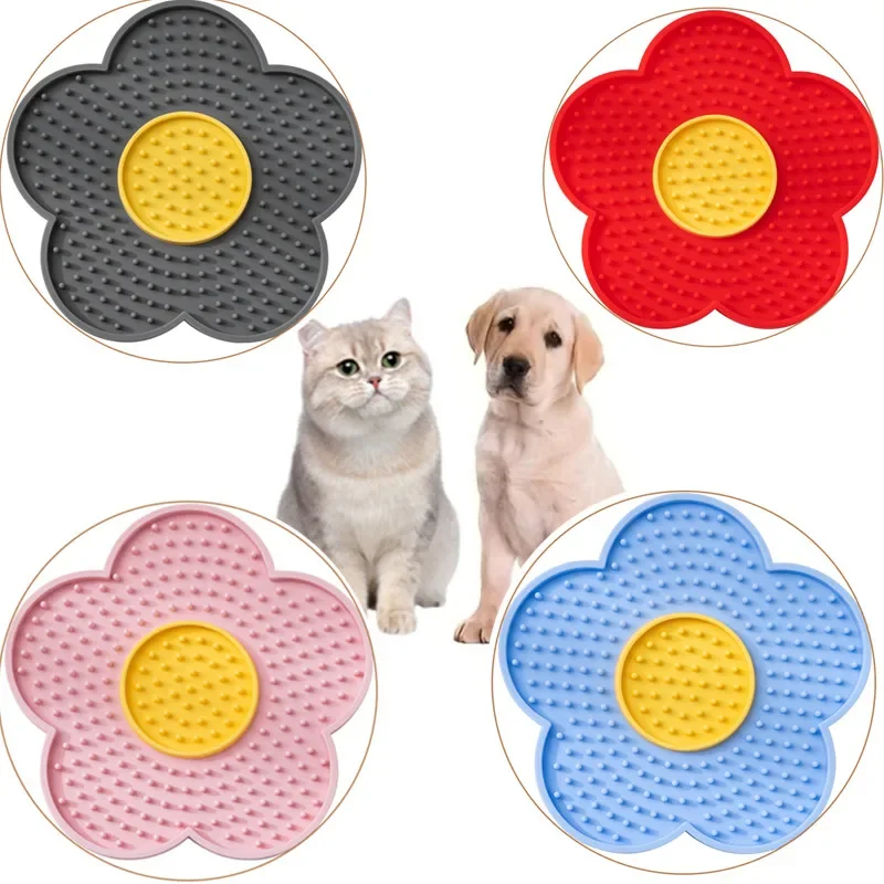Pet Supplies Co - Huisdierbenodigdheden Kattenlikmat Zonnebloemvormige Siliconen Hondenlikplaat Schattige