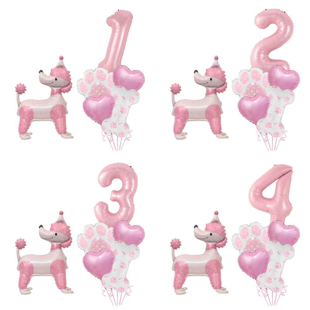 Pet Supplies Outlet - Roze poedel hond & nummer ballon