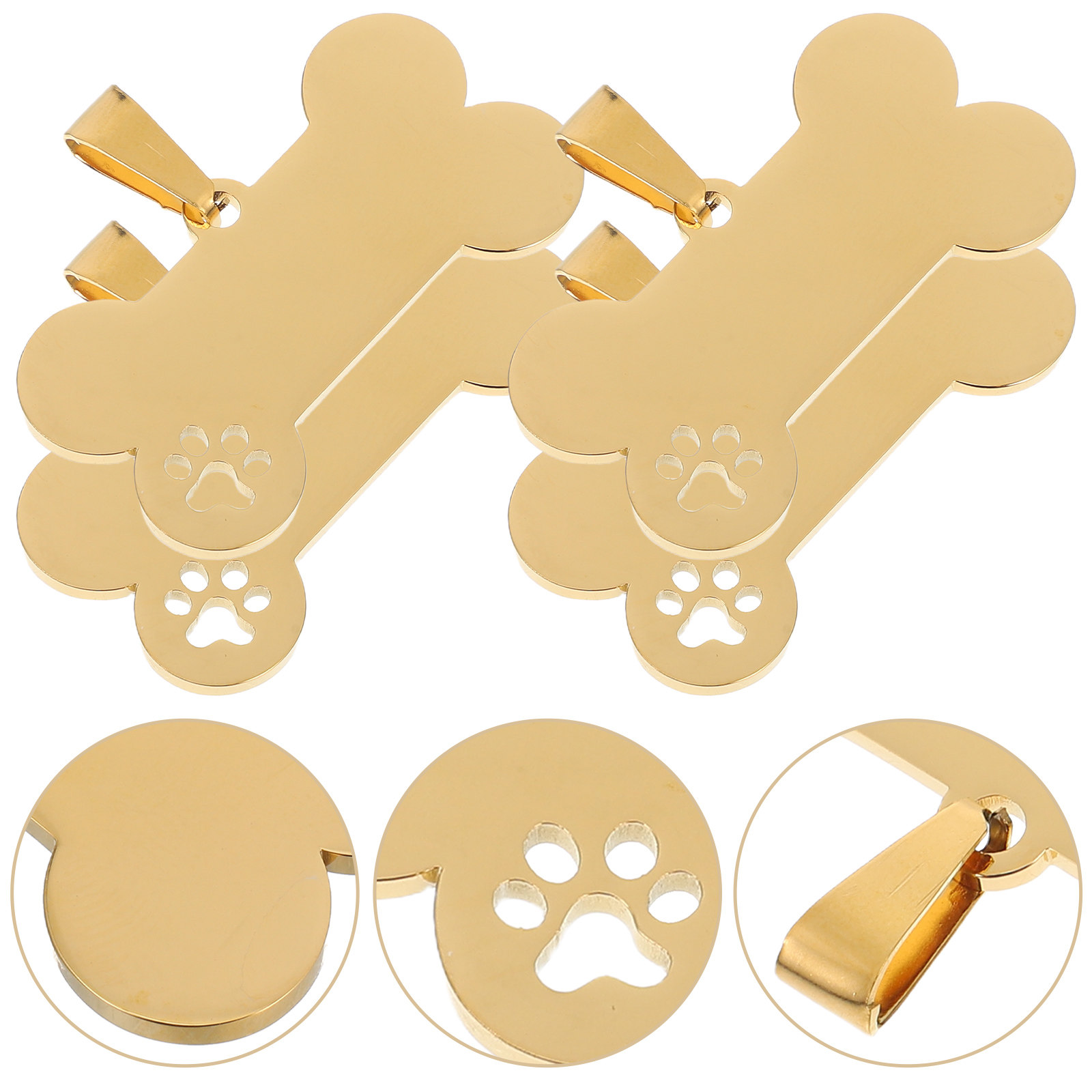 Pet Supplies Online - 4 stuks blanco hondenlabels van roestvrij